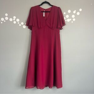 JJ's House Chiffon A-Line Gown Flutter Sleeve V-Neck Formal Dress Size XL